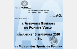 Assemblée Générale 2019/2020, 11h à la Maison des sports de Pontivy 